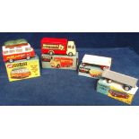 Corgi Toys 459 ERF Model 44G Moorhouses Van, 508 Holiday Camp Special Commer Bus, 100 Dropside