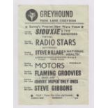 Music memorabilia, Punk interest, a gig flyer for the Greyhound Croydon, May-Jun 1978, inc.