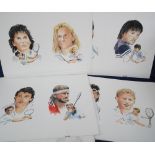 Tennis, Original card artwork, eight proof boards each showing a pair of watercolour images of