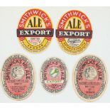 Beer labels, Smithwick and Sons Limited, Kilkenny, 5 different v.o's including one bottled by John