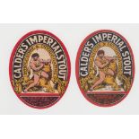 Beer labels, Calder's Imperial Stout, Samson & Lion, v.o's, (some minor thinning on the matt label
