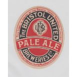 Beer label, Bristol United Breweries Limited, Bristol, Bristol United Pale Ale, v.o, (small piece of