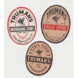 Beer labels, Truman's, 3 labels, Eagle Stout v.o, 82mm high, Extra Stout, v.o, 74mm high &