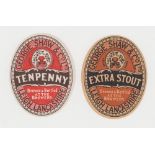 Beer labels, George Shaw & Co Ltd, Leigh, Lancs, Tenpenny and Extra Stout v.o's (vg) (2)