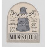 Beer label, Hythe Brewery label for Mackeson Milk Stout, 86mm high, Beehive, (stamp hinge mark o/w