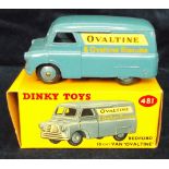 A Dinky Toys 481 Bedford 'Ovaltine' Van, mid-blue body and ridged hubs, in original box (near