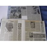 Entertainment, 8 large folders containing a comprehensive collection of newspaper obituaries &