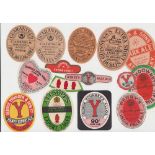 Beer labels & stopper labels, a selection of 11 label's and 4 stopper/neck straps inc 2 from