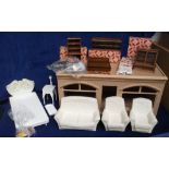 Toys, Sindy, small selection of furniture inc. two armchairs, a sofa, coffee table, bed, side