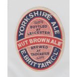Beer label, W Brittain & Co Ltd, Tadcaster, Nut Brown Ale, bottled at Leicester, v.o, (sl tear,