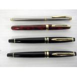 Fountain Pens, four fountain pens, Watermans - Paris (x2), Shaffer and one other unbranded with a