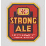 Beer label, Preston Brewery Ltd, Preston, Strong Ale, vertical rectangular, shaped corners (stamp