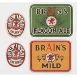Beer labels, Brain's, The Old Brewery, Cardiff, 4 different labels, 2 v.o's, Home Brewed, and 2