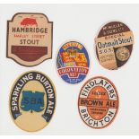 Beer labels, a selection of 5 UK labels including small size 80mm high Hambridge Harley Street Stout