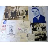 Political, a small collection from the 1930s onwards inc, photographs, invitations, leaflets for the