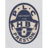 Beer label, Preston Lancashire Clubs, HB, v.o, (vg) (1)