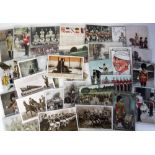 Postcards, Military, WW1 collection of approx 50 cards inc woven silk flames Dixmude, Ruhleben camp,