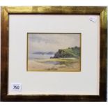 CLAUDE ROWBOTHAM 'The Cornwall Coast' Watercolour. Signed and dated 1910. 4.25' x 6.25'.