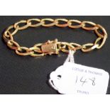 9ct gold textured curb link bracelet, weight 11.4g approx.