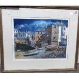 FRANK McNICHOL 'Full Moon, The Plat, Port Isaac Watercolour and gouache Signed, further signed and