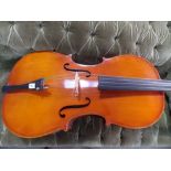 Modern 30.5' cello with label signed Osztreicher and dated 1994 with one piece back bow and carry