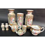 Collection of Chinese famille rose porcelain including a pair of vases (all with damages).