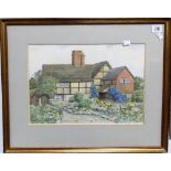 CECIL WARE (20TH CENTURY BRITISH) 'Old Park Cottage, Rusper' Watercolour Signed and inscribed 9.