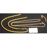 9ct gold fancy link necklace, together with a scrap gold rope twist necklace and small scrap gold,