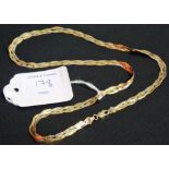 9ct three colour gold twist necklace, weight 4.9g approx.