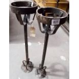 Pair of wrought iron candle stands, height 23'