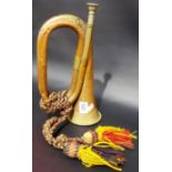 Victorian copper and brass military bugle by Boosey & Hawkes Ltd London with broad arrow mark and