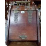 Victorian walnut and brass coal box with shovel