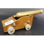 Early 20th Century brass and copper cannon model, length overall 8.25'.