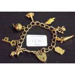 9ct gold charm bracelet, weight 25.2g approx.