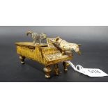 Good Austrian cold painted bronze match striker in the form of a grand piano with dog and cat, the