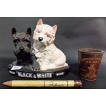 Scotch 'Black & White' whiskey bar advertising composite two dog group, together with a Cadbury's