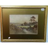 ALFRED J. WARNE BROWNE 'Country Landscape, a river beyond' Watercolour Signed 9' x 13'