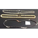 Three pearl necklaces, one with 925 glit clasp.