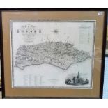 19th Century pbl. Greenwood & Co 'Map of the County of Sussex from An Actual Survey Made in the