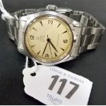 Gentlemen's mid-size Tudor Oyster royal stainless steel bracelet manual wind wristwatch, the cream