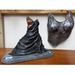TERRY ENGLISH - Copper beaten draped female bust upon a marble plinth, signed & dated 2013, height