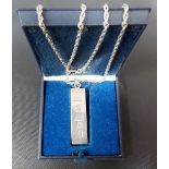 Modern silver ingot pendant necklace, weight overall 0.70oz approx.