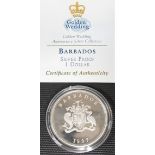 1997 Barbados 1 dollar silver proof coin