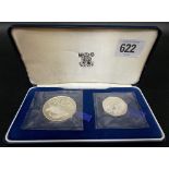 Royal Mint Seychelles silver proof coin set of a 10 rupees coin & 5 rupees coin, both 1974