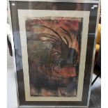 1960's collagraph print 'Flamingo', indistinctly signed, inscribed & dated January 1966, 31' x 18.