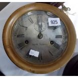 Seth Thomas ship's wall clock within metal case, with 6' silvered dial.