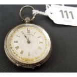 Victorian silver foliate engraved fob watch, the silver engraved dial with gilt applied Roman