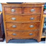 19th Century mahogany veneered bow front chest of two short over three long graduated drawers upon