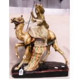 Good Austrian amphora model of an Arab on camel back & holding a metal spear, printed mark to the