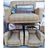 1930's 3-piece suite inc. a 2-seater settee & 2 easy armchairs in original upholstery